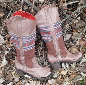 Boho knee high rosey leather boots